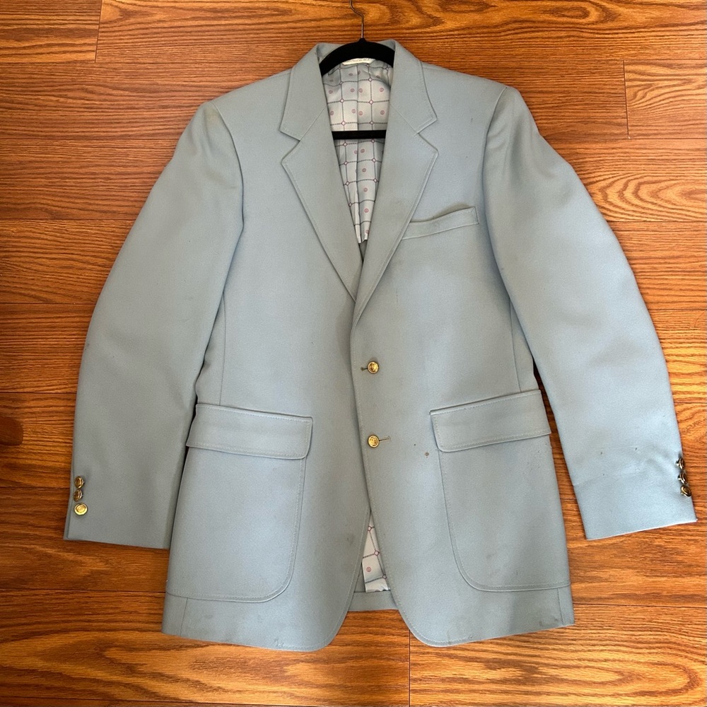 🔻🔻🔻Vintage 1970s baby blue suit jacket and pants